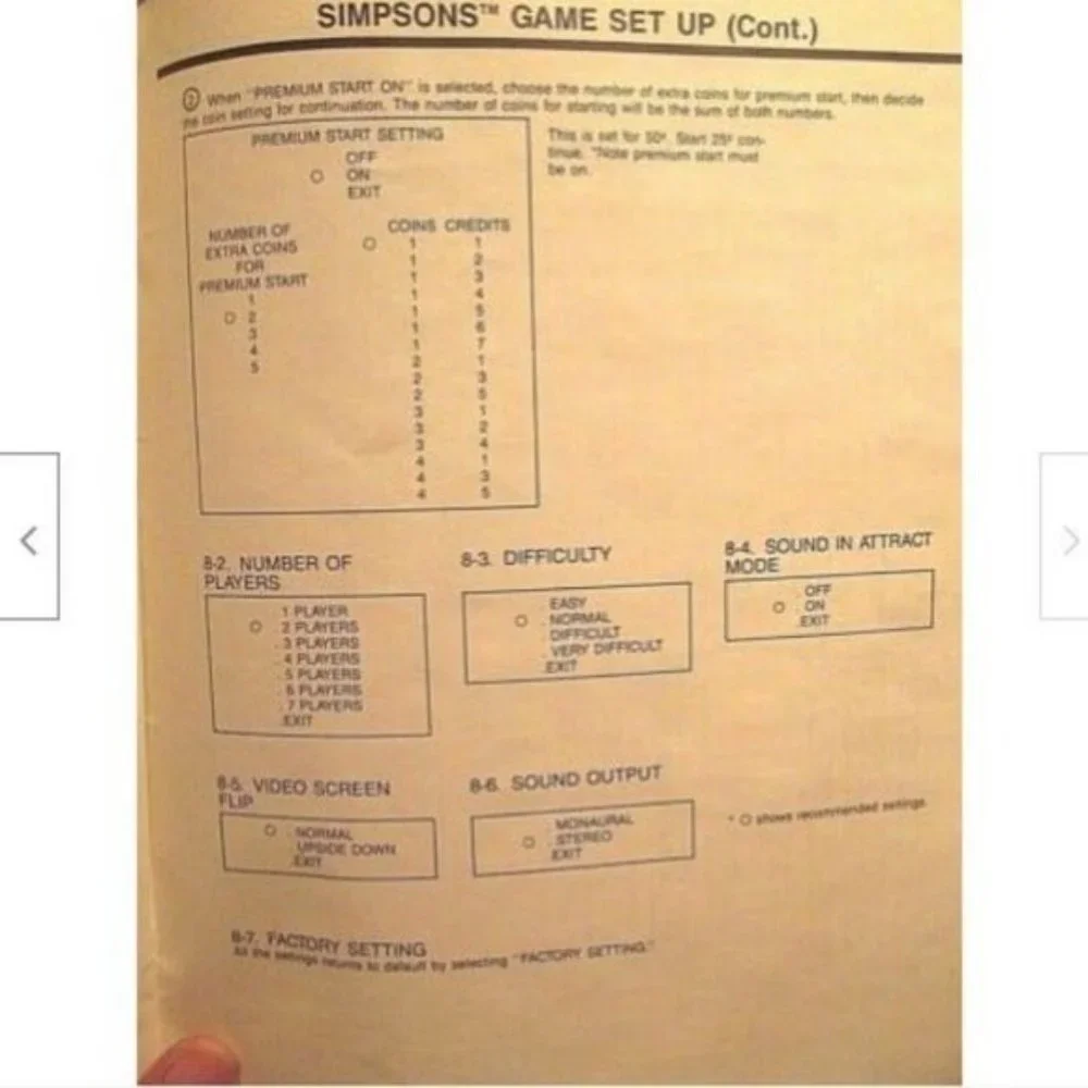 Vintage Simpson ARCADE Game Instruction Manual Booklet 1991 Limited Edition